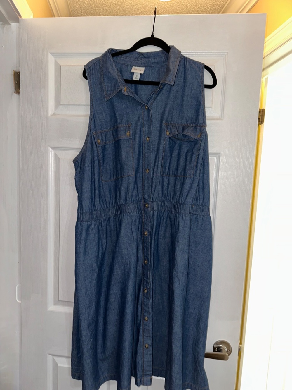 AVA & VIV 3X Chambray Sleeveless Button-Front Midi Shirt Dress Never Worn